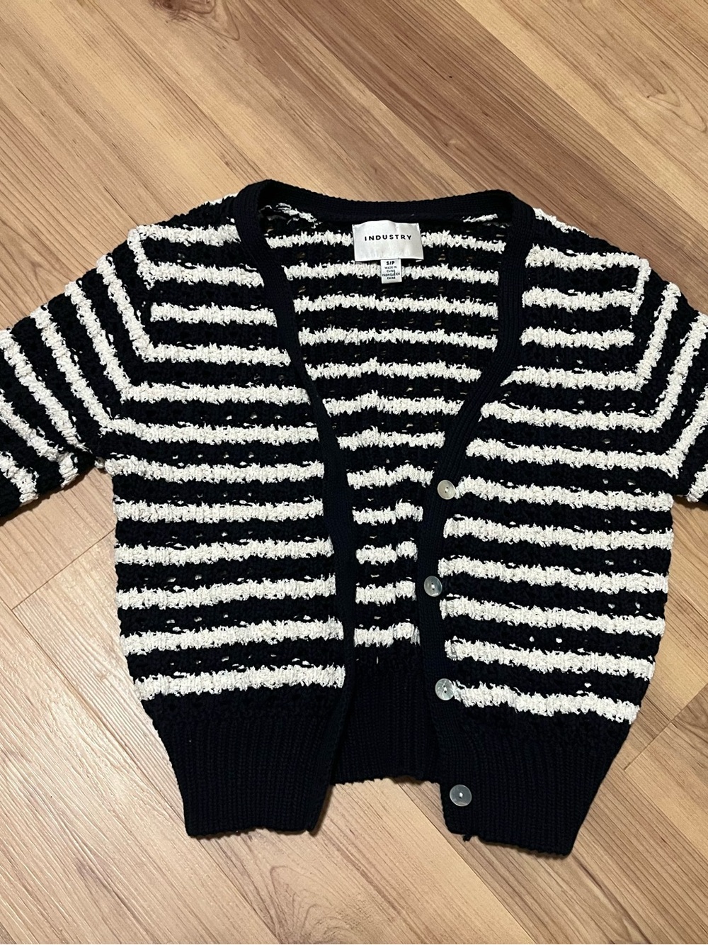 INDUSTRY Navy & White Striped Knit Top